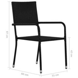 Berkfield Home Beautiful Garden Dining Chairs 2 pcs Stackable Black Poly Rattan - thumbnail 6