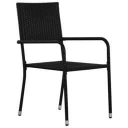 Berkfield Home Beautiful Garden Dining Chairs 2 pcs Stackable Black Poly Rattan - thumbnail 3