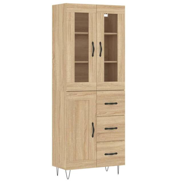 Berkfield Home Highboard Sonoma Oak 69.5x34x180 cm Engineered Wood in Tan - image 1