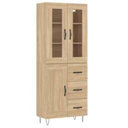Berkfield Home Highboard Sonoma Oak 69.5x34x180 cm Engineered Wood in Tan