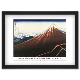 Artery8 Katsushika Hokusai Rainstorm Beneath The Summit Mount Fuji Painting Artwork Framed Wall Art Print A4 in Black - thumbnail 1