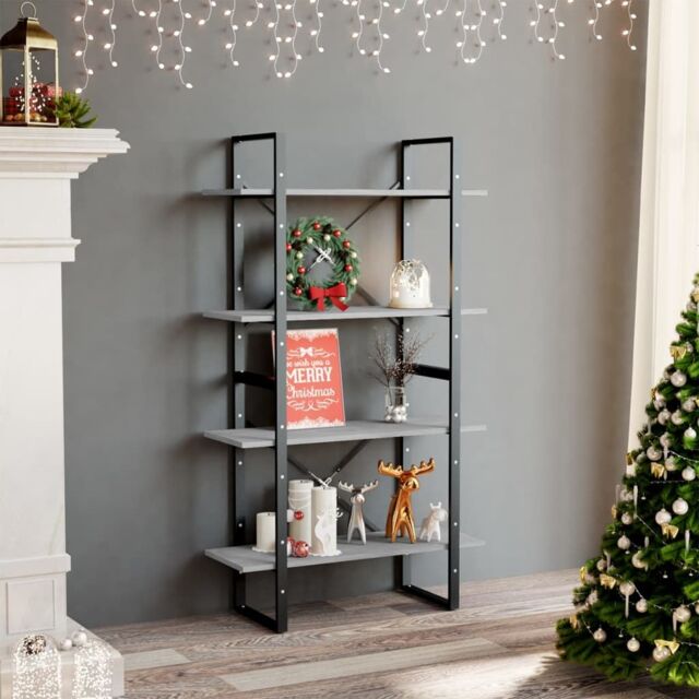 Berkfield Home 4-Tier Book Cabinet Concrete Grey 80x30x140 cm Engineered Wood - Size: 80 x 30 x 140 cm - image 1