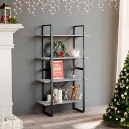 Berkfield Home 4-Tier Book Cabinet Concrete Grey 80x30x140 cm Engineered Wood - Size: 80 x 30 x 140 cm - thumbnail 1