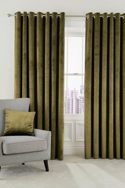 Helena Springfield 'Escala' Woven Lined Curtains in Olive - Size: 228 cm width x 183 cm drop - image 1