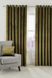 Helena Springfield 'Escala' Woven Lined Curtains in Olive - Size: 228 cm width x 183 cm drop - thumbnail 1