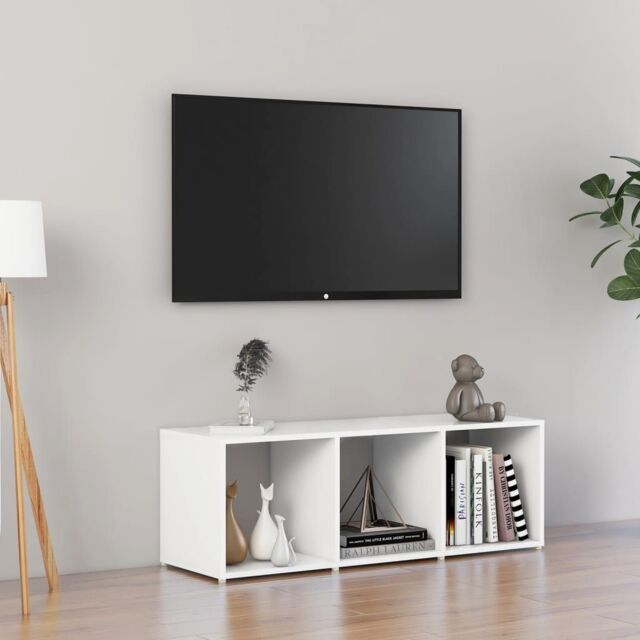 Berkfield Home TV Cabinet White 107x35x37 cm Engineered Wood - Size: 107 x 35 x 37 cm - image 1