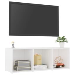 Berkfield Home TV Cabinet White 107x35x37 cm Engineered Wood - Size: 107 x 35 x 37 cm - thumbnail 3