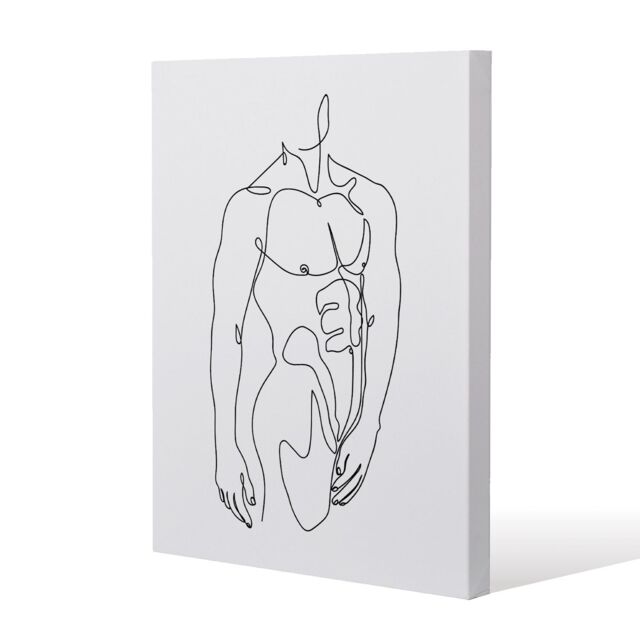 Benjamin Tate Design line art of male body (Canvas Print) / 61 x 91 x 4cm in Natural - Size: 61 x 91 x 4 cm - image 1