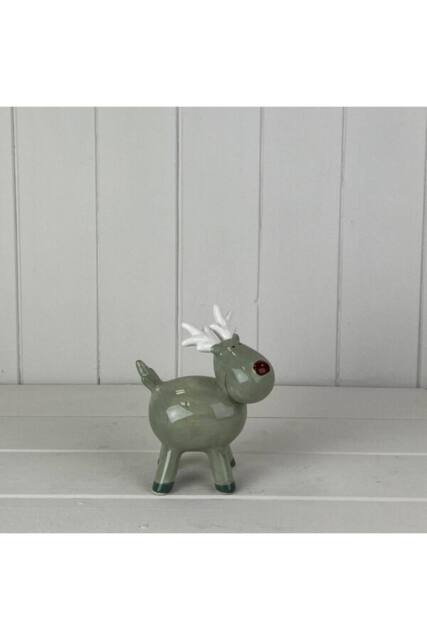 KDMD Light Green/White Ceramic Reindeer Decoration in Light Green - image 1