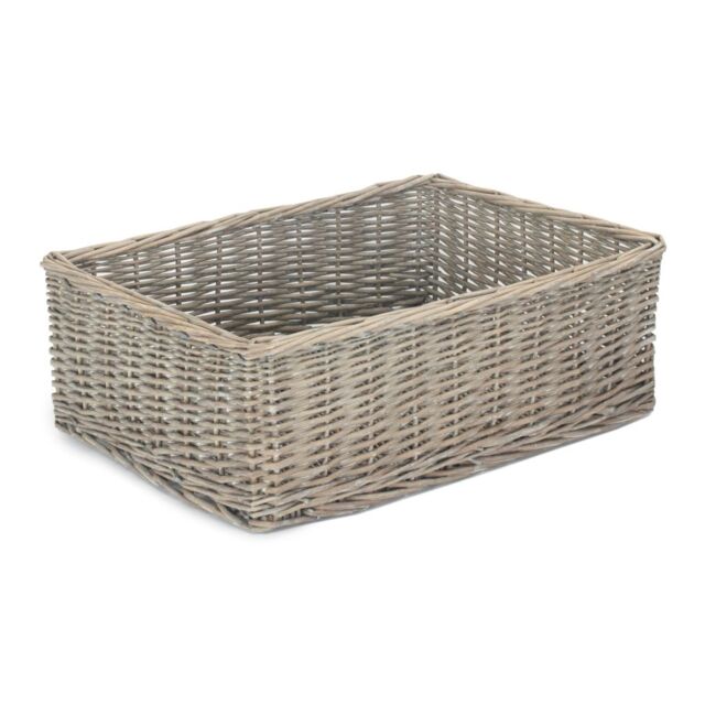 Red Hamper Wicker Grey Wash Storage Tray in Mid Grey - Size: Small - image 1