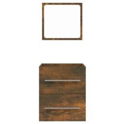 Berkfield Home Bathroom Cabinet with Mirror Smoked Oak 41x38.5x48 cm Engineered Wood in Brown - thumbnail 5