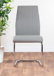 FurnitureboxUK Giovani Round 4 Seat 100cm White High Gloss Unique Halo Base Grey Glass Top Dining Table 4 Soft Faux Leather Lorenzo Chairs in Mustard - thumbnail 7