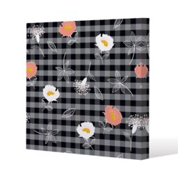 Benjamin Tate Design Blooming hand drawn orange & white flowers (Canvas Print) / 101 x 101 x 4cm in Natural - Size: 101 x 101 x 4 cm - thumbnail 1