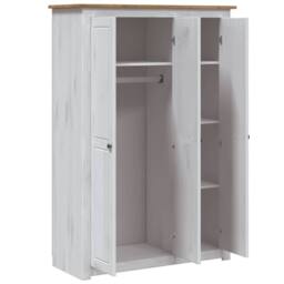 Berkfield Home Stylish 3-Door Wardrobe White 118x50x171.5 cm Pine Panama Range - thumbnail 5