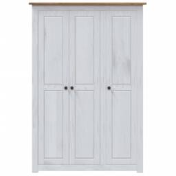 Berkfield Home Stylish 3-Door Wardrobe White 118x50x171.5 cm Pine Panama Range - thumbnail 4