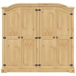 Berkfield Home Wardrobe Corona 194x52x186 cm Solid Wood Pine in Light Brown - Size: 194 x 52 x 186 cm - thumbnail 4