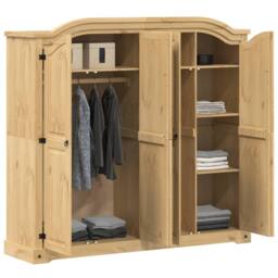 Berkfield Home Wardrobe Corona 194x52x186 cm Solid Wood Pine in Light Brown - Size: 194 x 52 x 186 cm - thumbnail 1