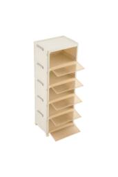 Living and Home 5-Tier Foldable Shoe Cabinet with Wheels Rolling Storage Box 39cm W x 28cm D in Cream - Size: Large - thumbnail 8