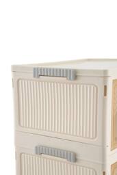 Living and Home 5-Tier Foldable Shoe Cabinet with Wheels Rolling Storage Box 39cm W x 28cm D in Cream - Size: Large - thumbnail 6