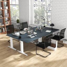 Costway Stackable Office Reception Chairs Set of 4 Mid Back Guest Chairs in Black - thumbnail 8