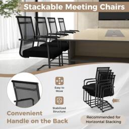 Costway Stackable Office Reception Chairs Set of 4 Mid Back Guest Chairs in Black - thumbnail 6