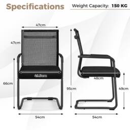 Costway Stackable Office Reception Chairs Set of 4 Mid Back Guest Chairs in Black - thumbnail 2