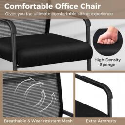 Costway Stackable Office Reception Chairs Set of 4 Mid Back Guest Chairs in Black - thumbnail 5
