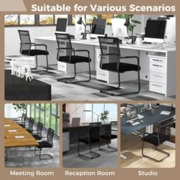 Costway Stackable Office Reception Chairs Set of 4 Mid Back Guest Chairs in Black - thumbnail 7