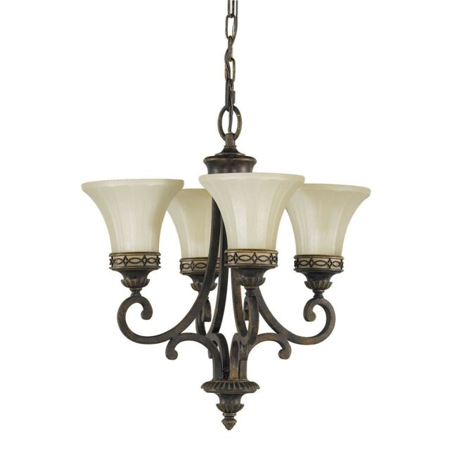 Loops 4 Bulb Chandelier Hanging Pendant LIght Walnut LED E27 100W Bulb