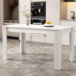 BTM Dining Table, MDF Wood Rectangular Kitchen & Coffee Table in White - thumbnail 3