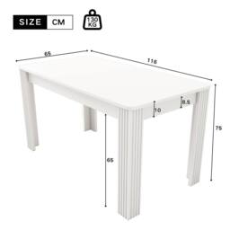 BTM Dining Table, MDF Wood Rectangular Kitchen & Coffee Table in White - thumbnail 4