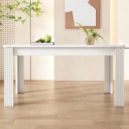 BTM Dining Table, MDF Wood Rectangular Kitchen & Coffee Table in White - thumbnail 2