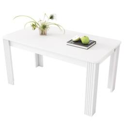 BTM Dining Table, MDF Wood Rectangular Kitchen & Coffee Table in White - thumbnail 5