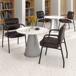 Costway 2Pcs Waiting Room Chairs Upholstered PU Leather Conference Room Chairs in Brown - thumbnail 2