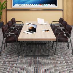 Costway 2Pcs Waiting Room Chairs Upholstered PU Leather Conference Room Chairs in Brown - thumbnail 4