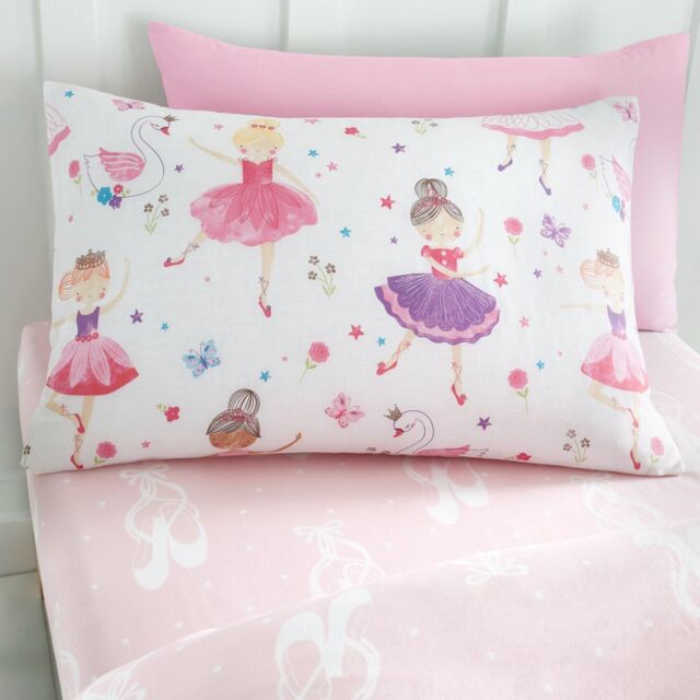 Happy Linen Company Kids Fitted Sheet For Prima Ballerina Ballet Dance Bedding Bed Linen in Pink - Size: Double Fitted - image 1