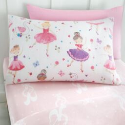 Happy Linen Company Kids Fitted Sheet For Prima Ballerina Ballet Dance Bedding Bed Linen in Pink - Size: Double Fitted - thumbnail 1