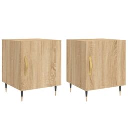 Berkfield Home Bedside Cabinets 2 pcs Sonoma Oak 40x40x50 cm Engineered Wood in Brown - Size: 40 x 40 x 50 cm - thumbnail 2