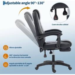 VOGREX Executive bedroom Chair PU Leather Recline Computer Swivel in Black - thumbnail 4