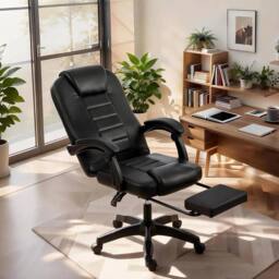 VOGREX Executive bedroom Chair PU Leather Recline Computer Swivel in Black