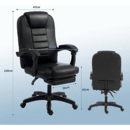 VOGREX Executive bedroom Chair PU Leather Recline Computer Swivel in Black - thumbnail 2