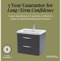Balterley Wall Hung 2 Drawer Bathroom Vanity Unit & Ceramic Basin, Grey, 550mm in Grey - thumbnail 4