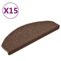 Berkfield Home Carpet Stair Treads 15 pcs Brown 65x24x4 cm - Size: Medium - thumbnail 2