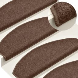 Berkfield Home Carpet Stair Treads 15 pcs Brown 65x24x4 cm - Size: Medium - thumbnail 1