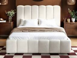 Solace+Co Emilie Ribbed Ottoman Bed Cream Boucle - Size: King - thumbnail 4