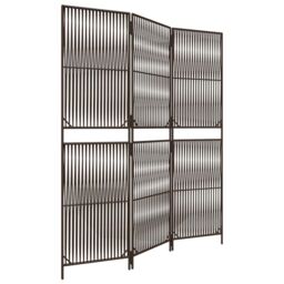 Berkfield Home Room Divider 3 Panels Brown Poly Rattan - thumbnail 2