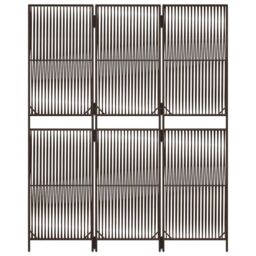 Berkfield Home Room Divider 3 Panels Brown Poly Rattan - thumbnail 5
