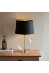 Netlighting Gideon 1 Light Table Light Clear Glass & Antique Brass Plate E27 in Gold - thumbnail 2