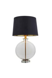 Netlighting Gideon 1 Light Table Light Clear Glass & Antique Brass Plate E27 in Gold - thumbnail 1