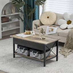 EONLION Lift Top Coffee Table for Living Room, Small Coffee Table in Black - Size: 100 cm - thumbnail 3